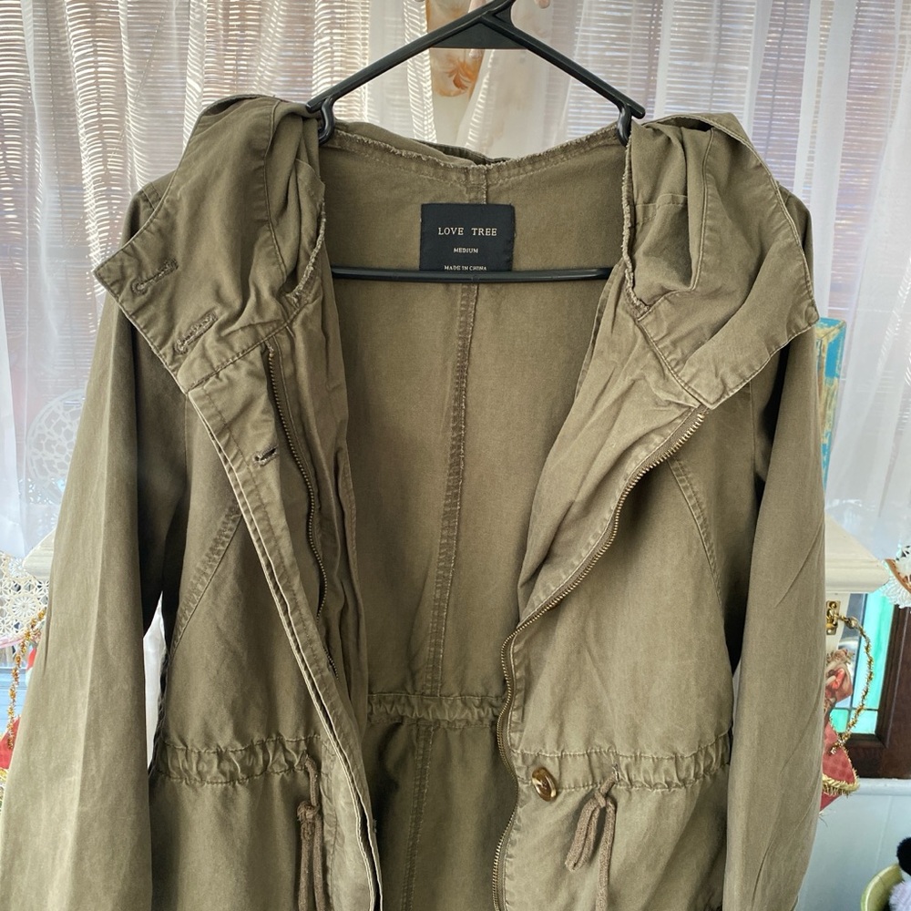 Love Tree Khaki Green Hooded Anorak Coat - Picture 4 of 6